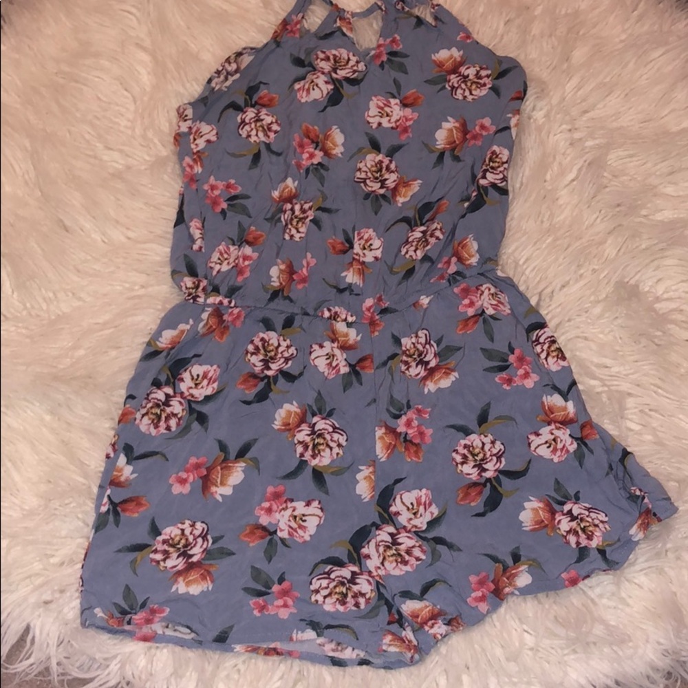 Blue floral romper